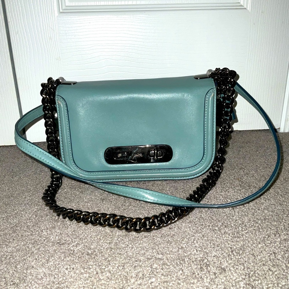 Coach Swagger Teal Leather Shoulder Bag/Purse